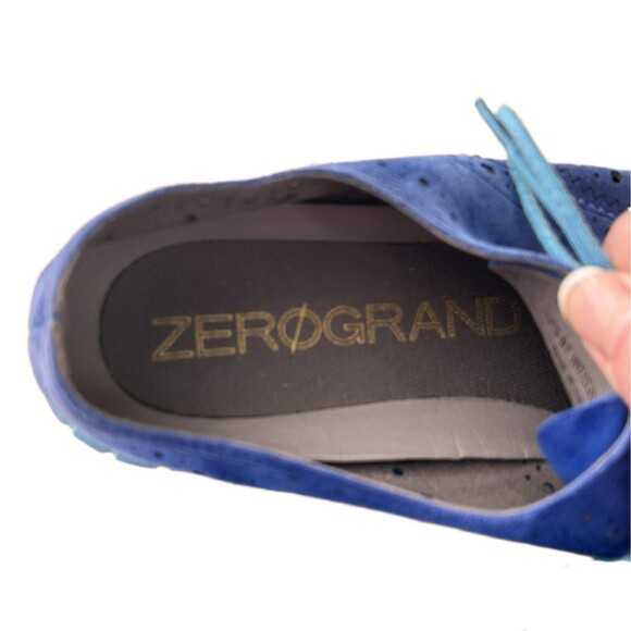 Cole Haan ZeroGrand Shoes Womens 8.5 B Blue Nubuck Leather Wingtip Sneakers - Picture 6 of 9